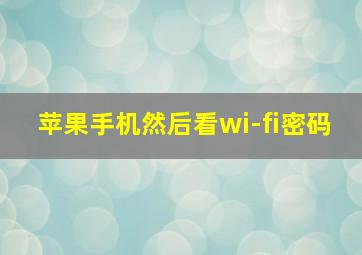 苹果手机然后看wi-fi密码