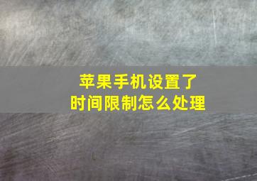 苹果手机设置了时间限制怎么处理