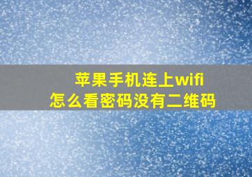 苹果手机连上wifi怎么看密码没有二维码