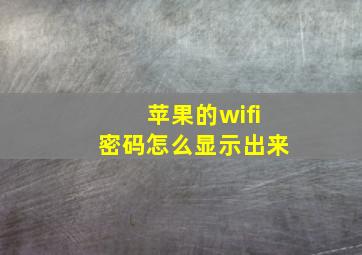 苹果的wifi密码怎么显示出来