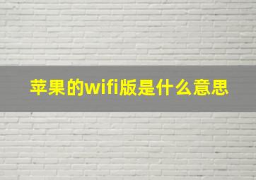 苹果的wifi版是什么意思