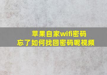 苹果自家wifi密码忘了如何找回密码呢视频