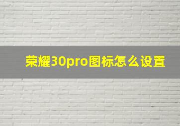 荣耀30pro图标怎么设置