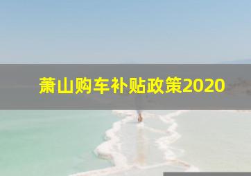 萧山购车补贴政策2020