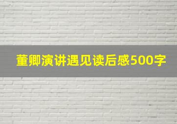 董卿演讲遇见读后感500字