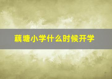 藕塘小学什么时候开学