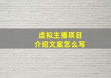 虚拟主播项目介绍文案怎么写