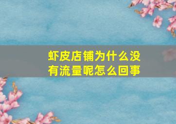 虾皮店铺为什么没有流量呢怎么回事