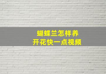 蝴蝶兰怎样养开花快一点视频