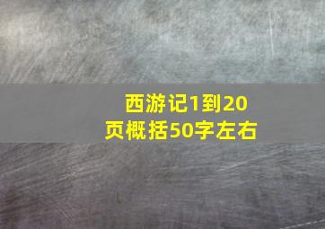 西游记1到20页概括50字左右