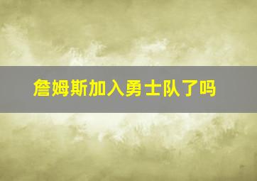 詹姆斯加入勇士队了吗