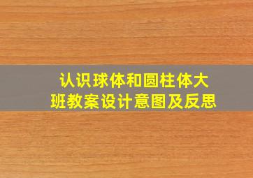 认识球体和圆柱体大班教案设计意图及反思