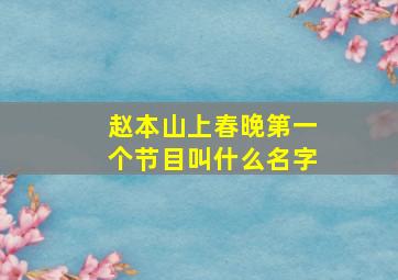 赵本山上春晚第一个节目叫什么名字