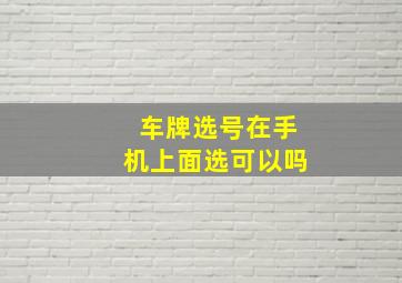 车牌选号在手机上面选可以吗