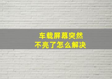 车载屏幕突然不亮了怎么解决