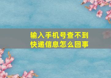 输入手机号查不到快递信息怎么回事