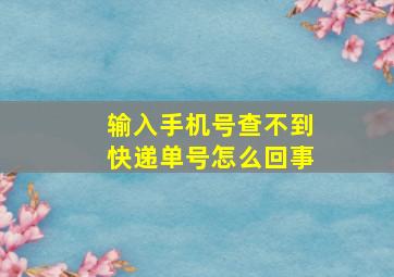 输入手机号查不到快递单号怎么回事