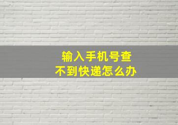 输入手机号查不到快递怎么办