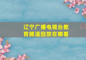 辽宁广播电视台教育频道回放在哪看