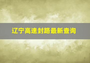 辽宁高速封路最新查询