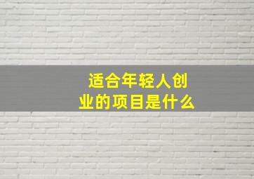 适合年轻人创业的项目是什么