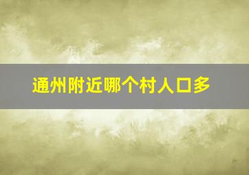 通州附近哪个村人口多