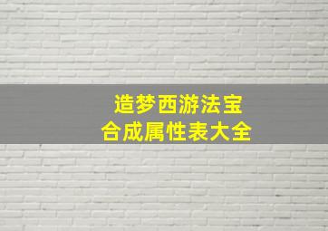 造梦西游法宝合成属性表大全