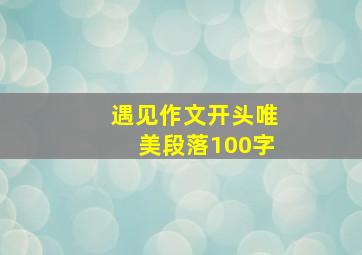 遇见作文开头唯美段落100字