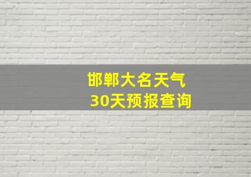 邯郸大名天气30天预报查询