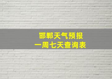 邯郸天气预报一周七天查询表