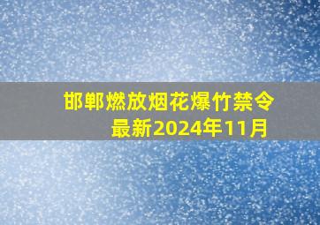 邯郸燃放烟花爆竹禁令最新2024年11月