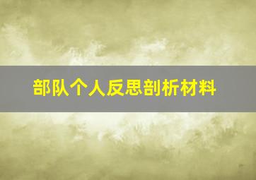 部队个人反思剖析材料