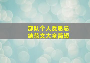 部队个人反思总结范文大全简短