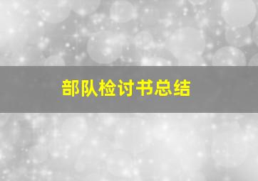 部队检讨书总结