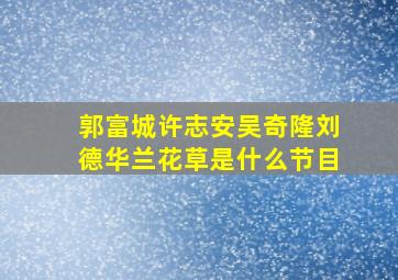 郭富城许志安吴奇隆刘德华兰花草是什么节目