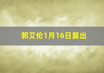 郭艾伦1月16日复出