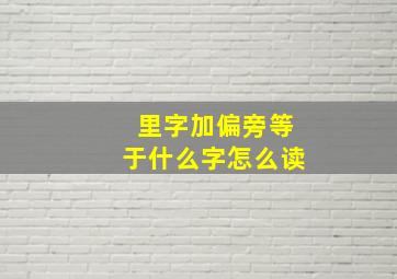 里字加偏旁等于什么字怎么读