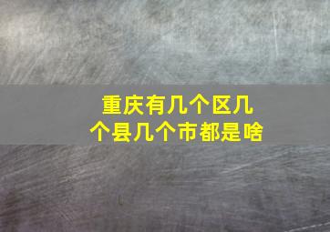 重庆有几个区几个县几个市都是啥