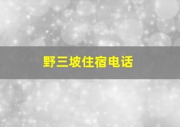 野三坡住宿电话