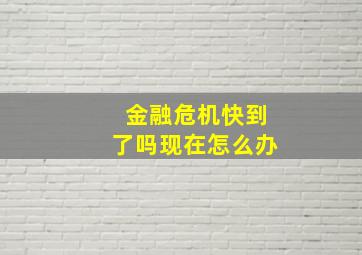 金融危机快到了吗现在怎么办