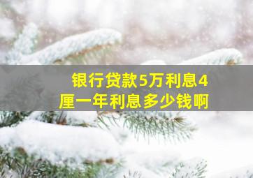 银行贷款5万利息4厘一年利息多少钱啊