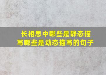 长相思中哪些是静态描写哪些是动态描写的句子