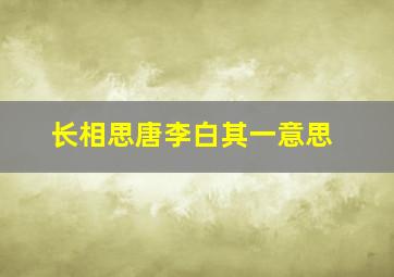 长相思唐李白其一意思