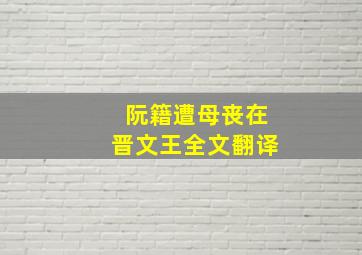 阮籍遭母丧在晋文王全文翻译