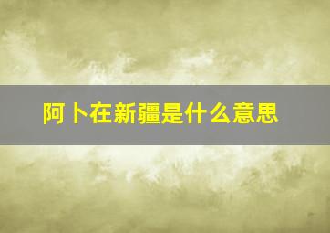 阿卜在新疆是什么意思