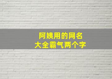 阿姨用的网名大全霸气两个字