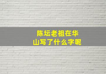 陈坛老祖在华山写了什么字呢