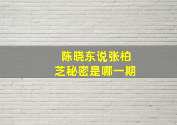 陈晓东说张柏芝秘密是哪一期