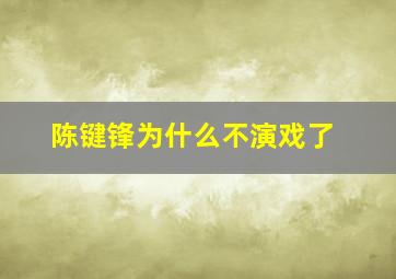 陈键锋为什么不演戏了