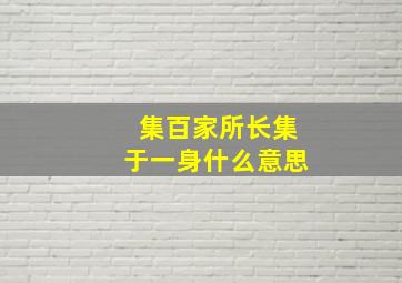 集百家所长集于一身什么意思